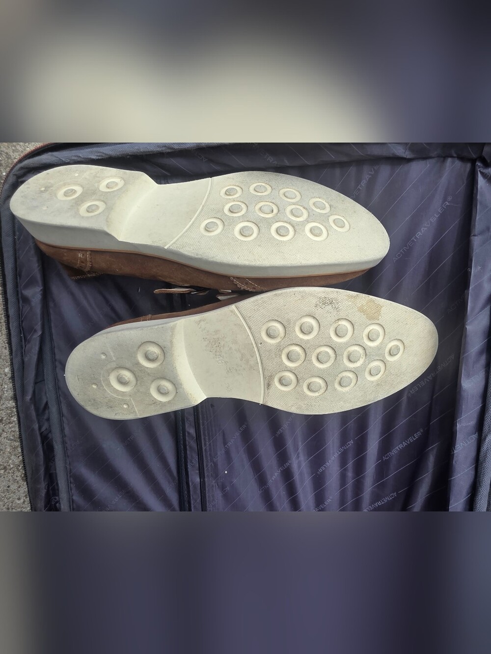 Men's Brown Leather Shoes with Cream Rubber Dials - Casual Dress